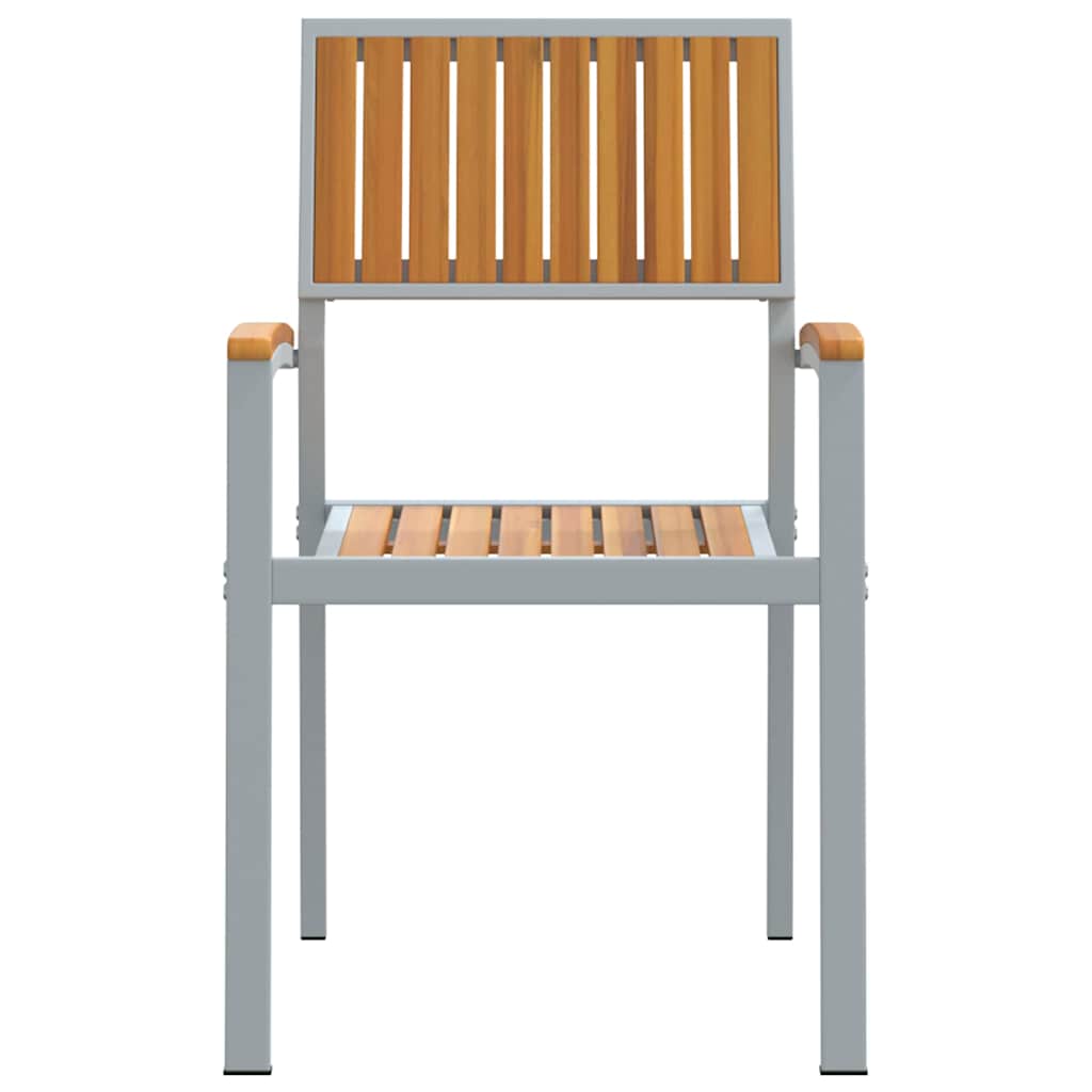 vidaXL Stacking Chair 4 pcs Brown Solid Acacia Wood Stackable 5