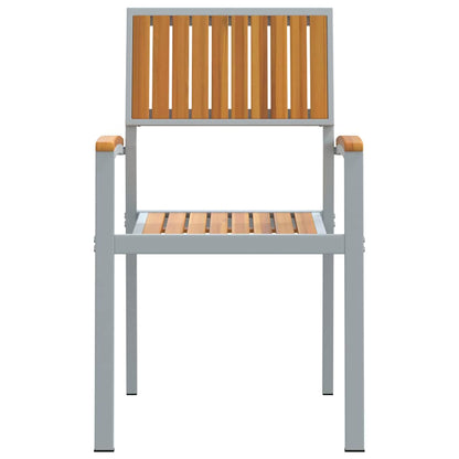 vidaXL Stacking Chair 4 pcs Brown Solid Acacia Wood Stackable 5