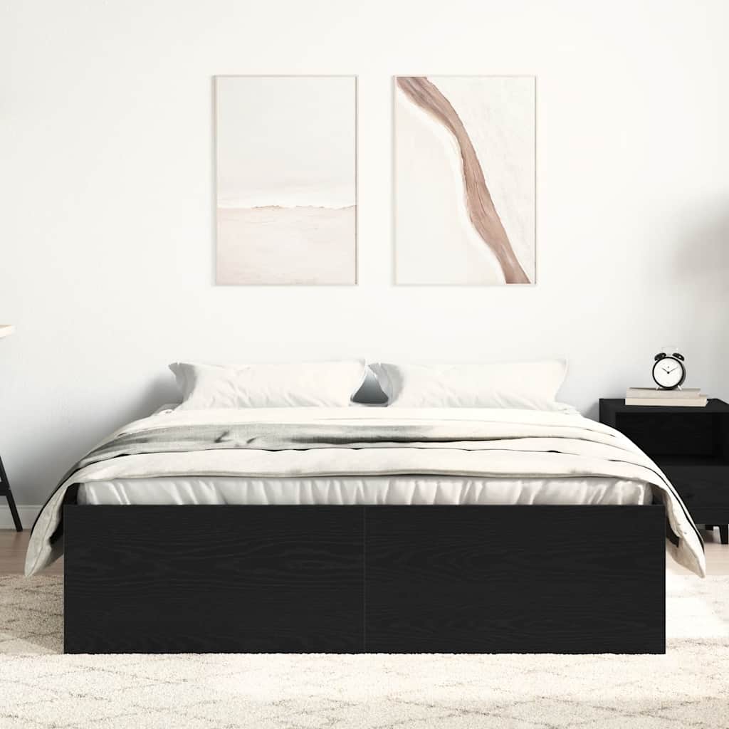 Bed Frame without Mattress 135x190 cm Double Black oak
