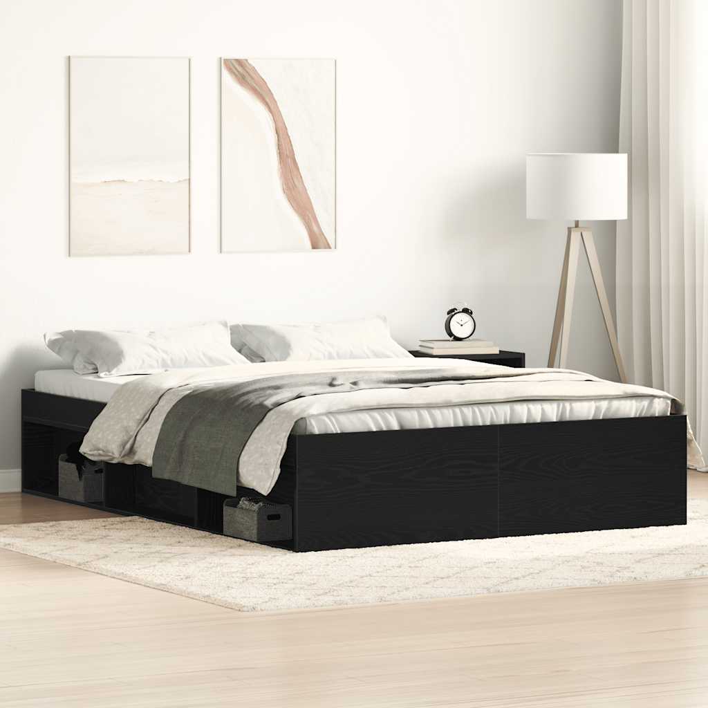 Bed Frame without Mattress 135x190 cm Double Black oak