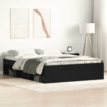 Bed Frame without Mattress 135x190 cm Double Black oak
