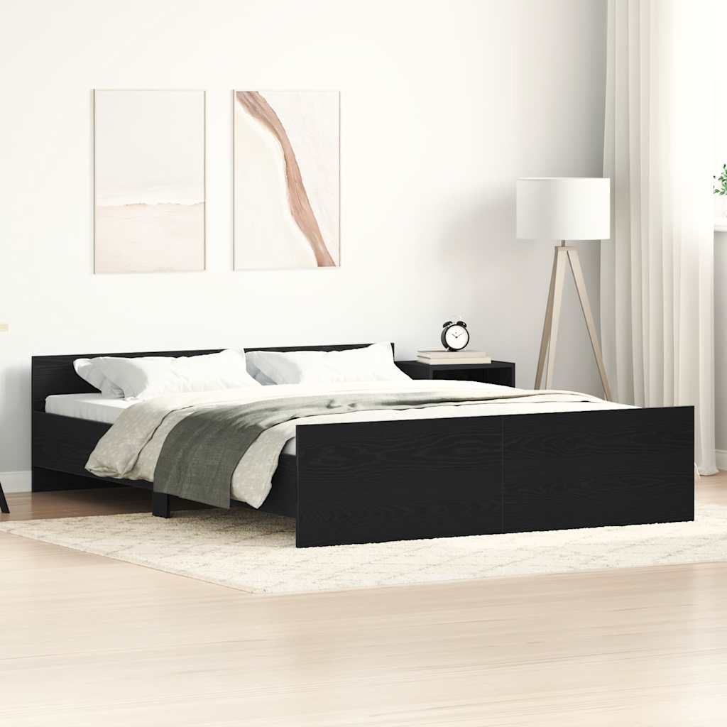 Bed Frame without Mattress 160x200 cm Black oak