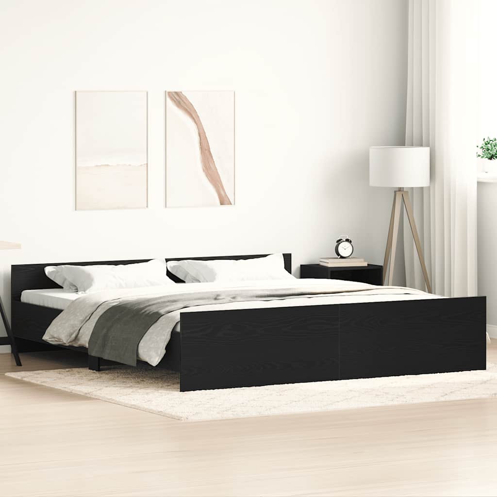 Bed Frame without Mattress 180x200 cm Black oak