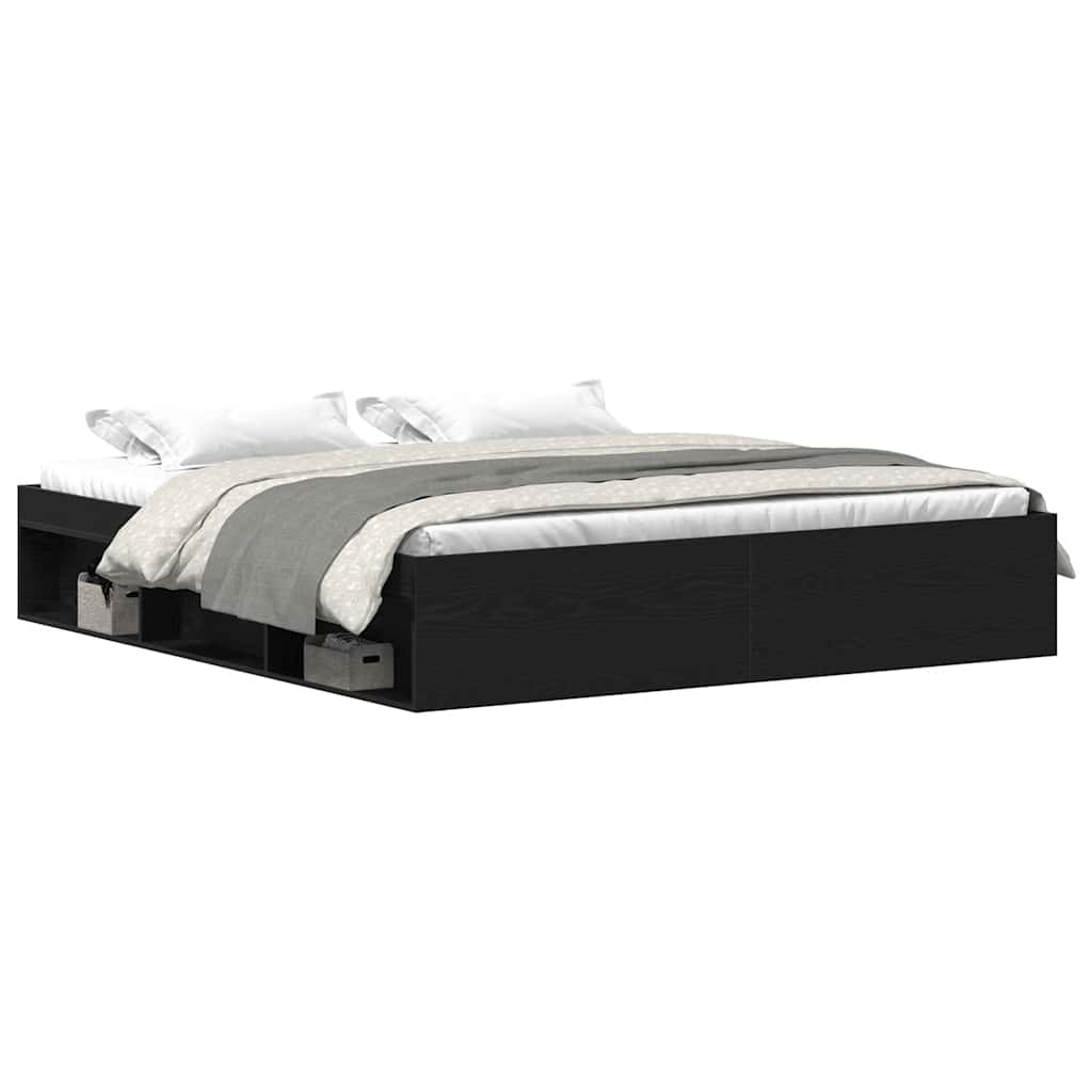 Bed Frame without Mattress 200x200 cm Length 200 cm Width 200 cm Black oak