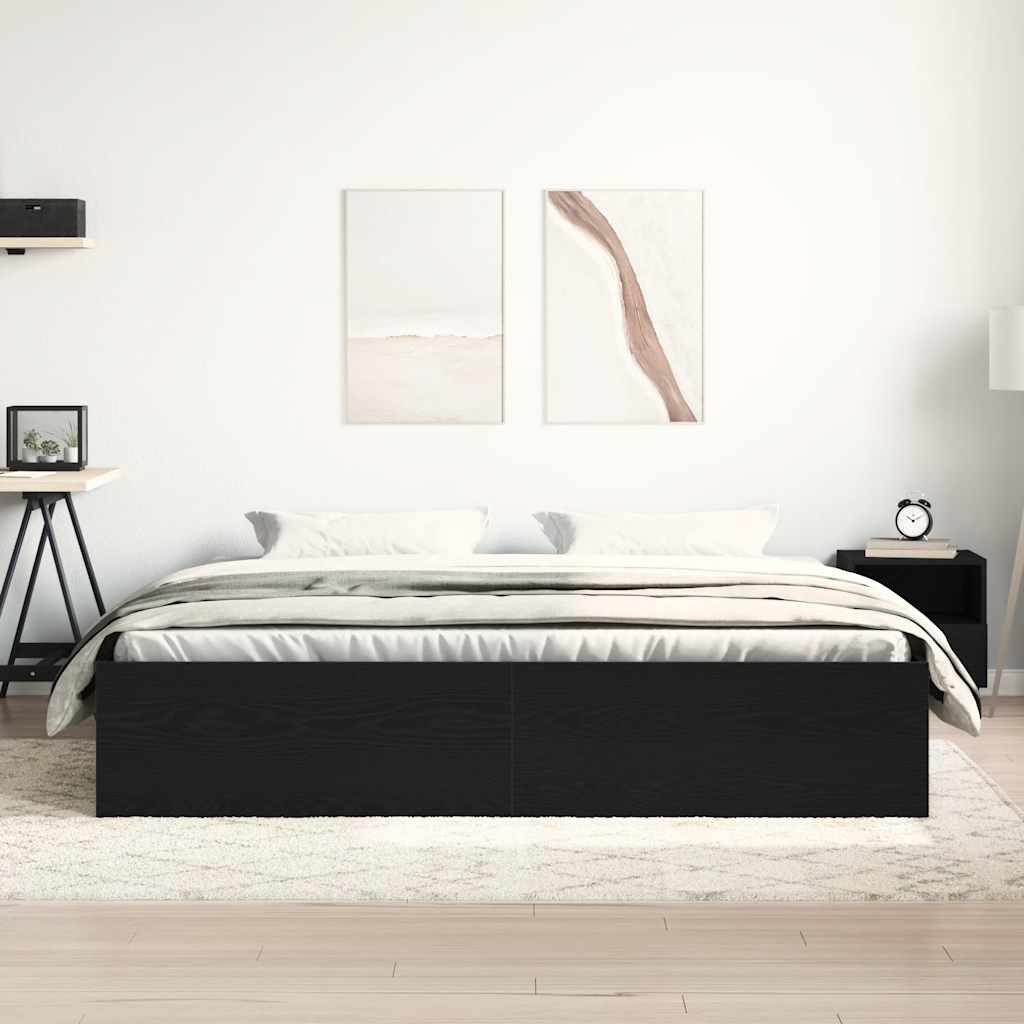 Bed Frame without Mattress 200x200 cm Length 200 cm Width 200 cm Black oak