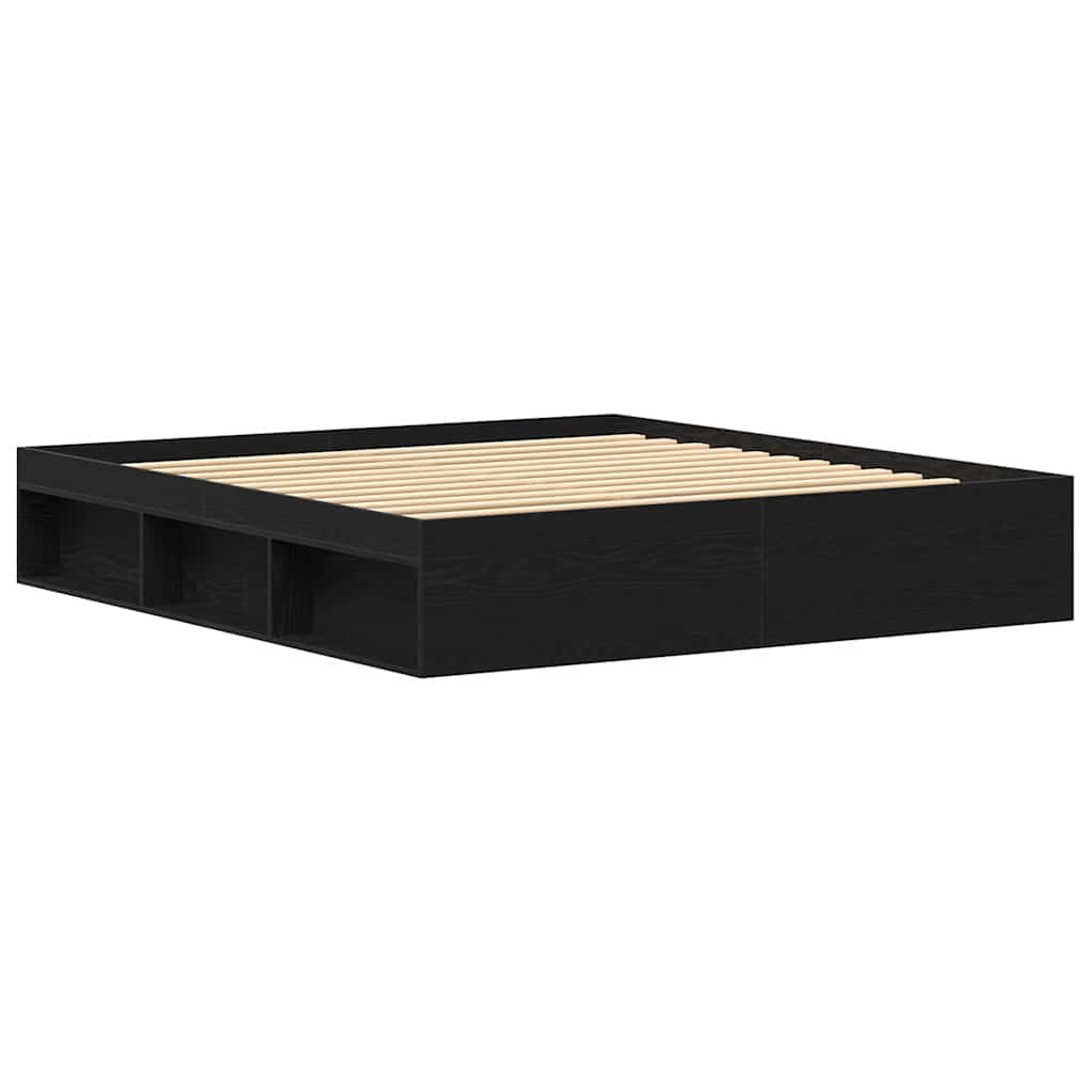 vidaXL Bed Frame without Mattress Black Oak 200x200 cm Engineered Wood 4