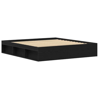 vidaXL Bed Frame without Mattress Black Oak 200x200 cm Engineered Wood 4