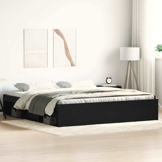 vidaXL Bed Frame without Mattress Black Oak 200x200 cm Engineered Wood 1