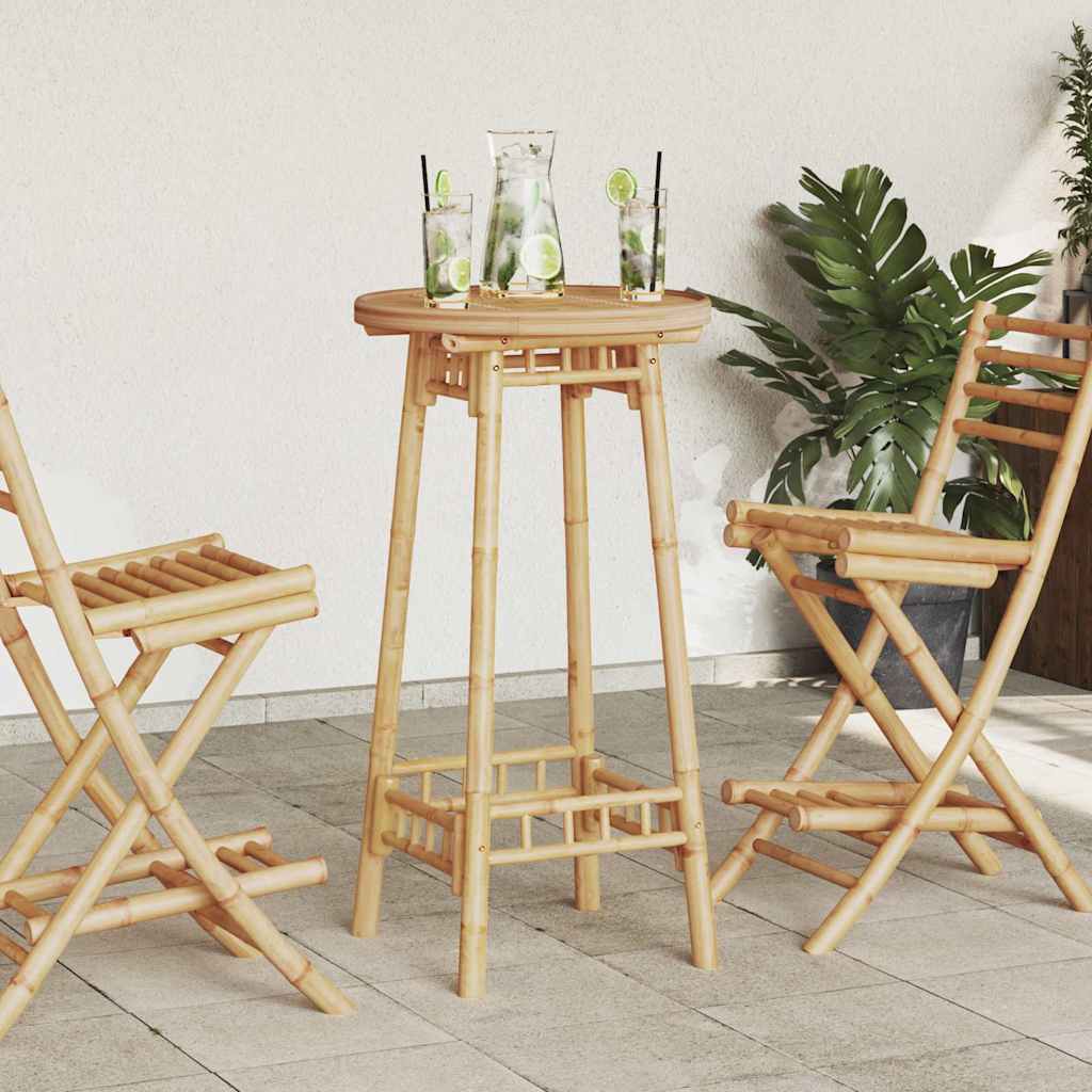 vidaXL 3 Piece Outdoor Bar Set Foldable Bamboo