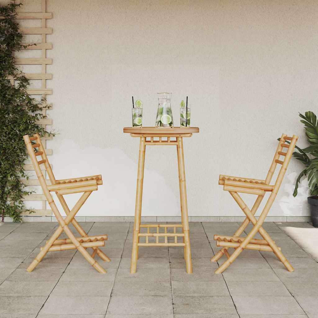 vidaXL 3 Piece Outdoor Bar Set Foldable Bamboo 3