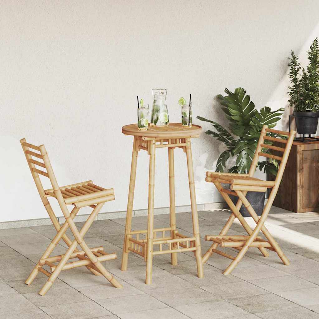vidaXL 3 Piece Outdoor Bar Set Foldable Bamboo 1