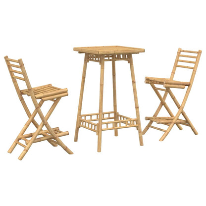 vidaXL 3 Piece Outdoor Bar Set Foldable Bamboo 2