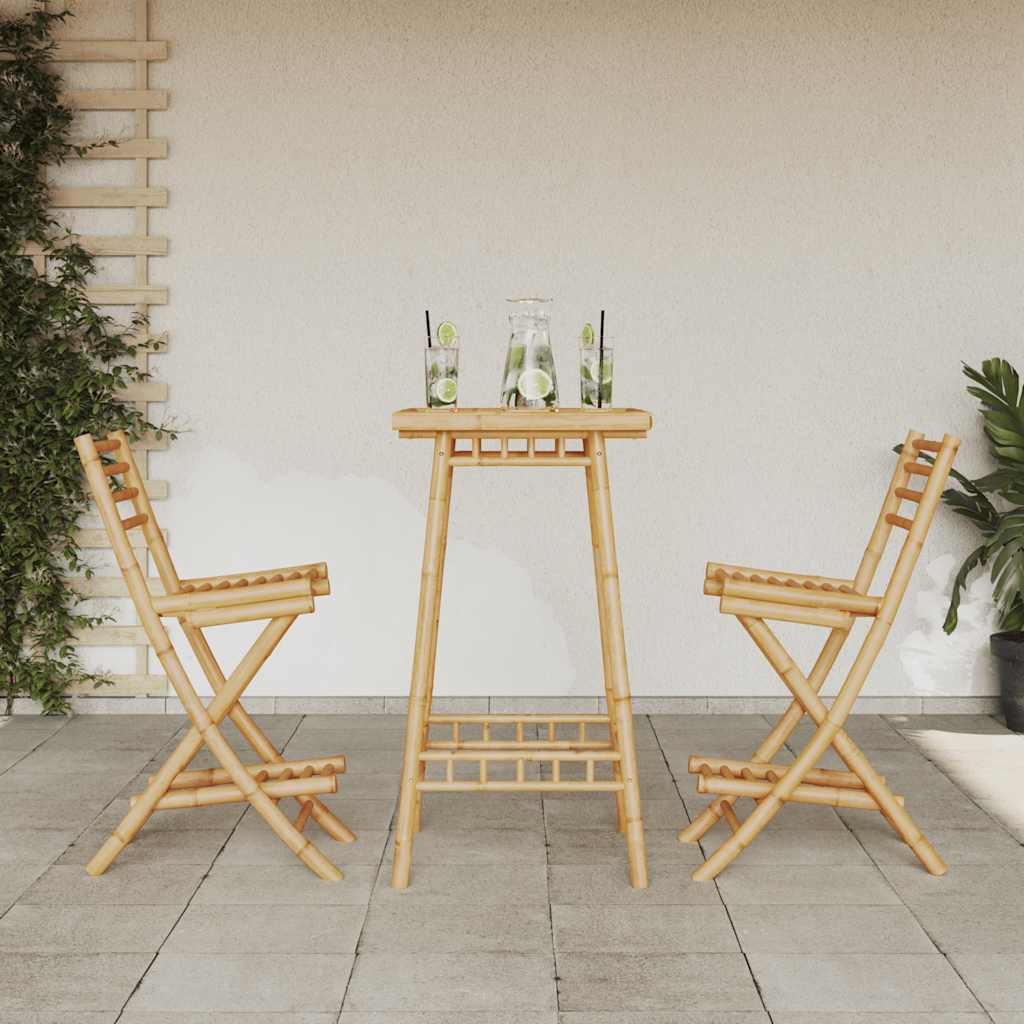 vidaXL 3 Piece Outdoor Bar Set Foldable Bamboo 3