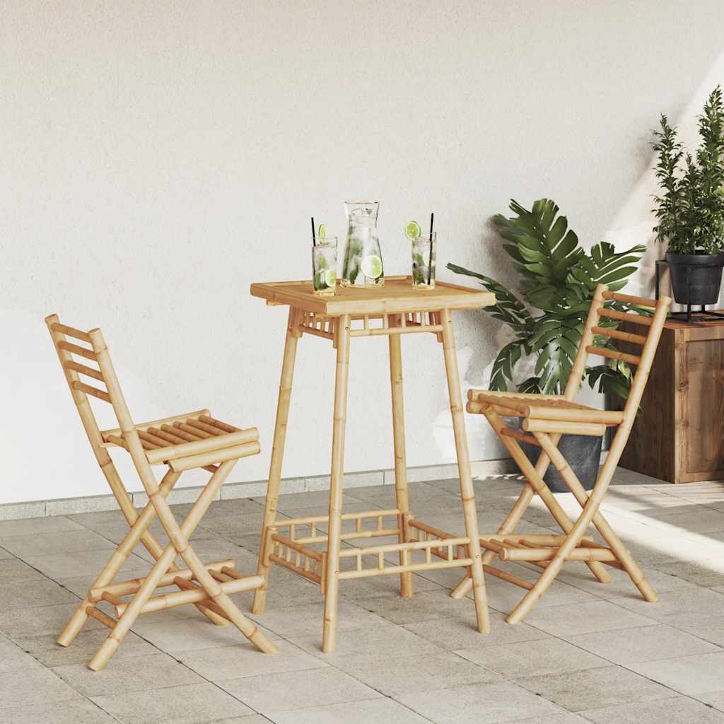 vidaXL 3 Piece Outdoor Bar Set Foldable Bamboo 1