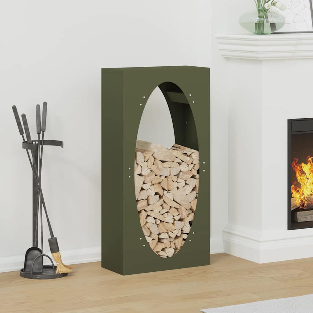 Firewood Rack 50x23x100 cm Cold-rolled steel Olive green