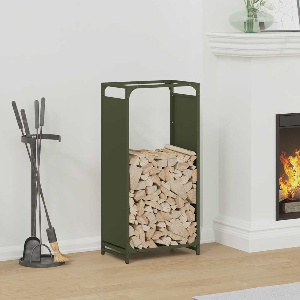 Firewood Rack Cold-rolled steel Height 90 cm Olive green 44 cm