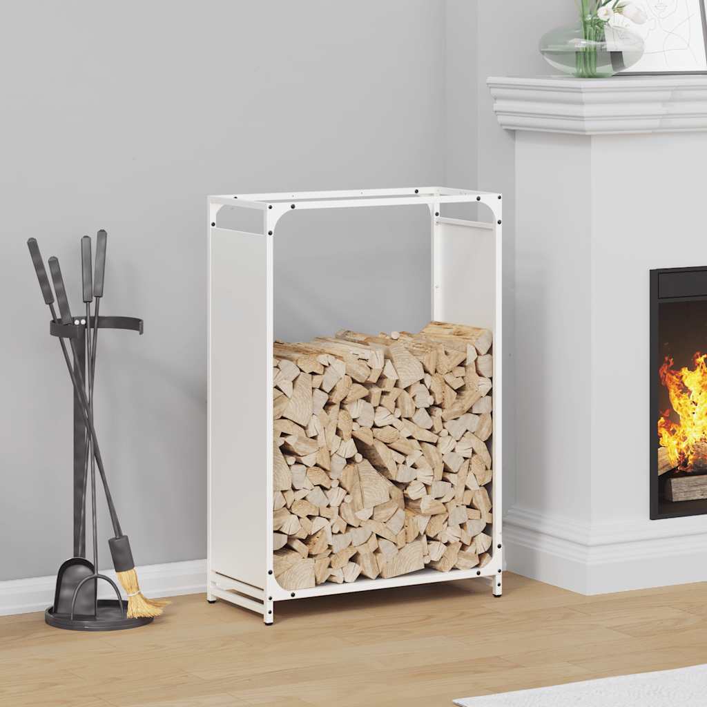 Firewood Rack Cold-rolled steel Height 90 cm White 60 cm