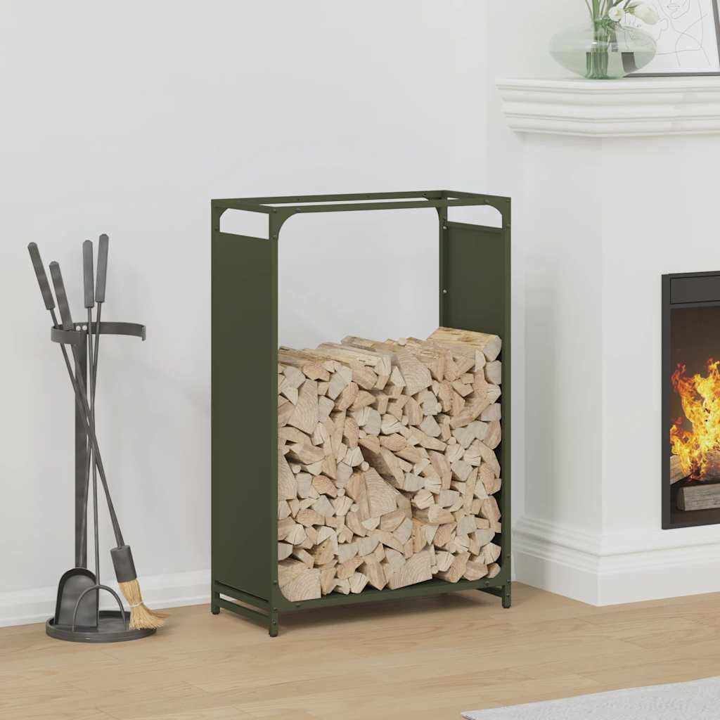 Firewood Rack Cold-rolled steel Height 90 cm Olive green 60 cm