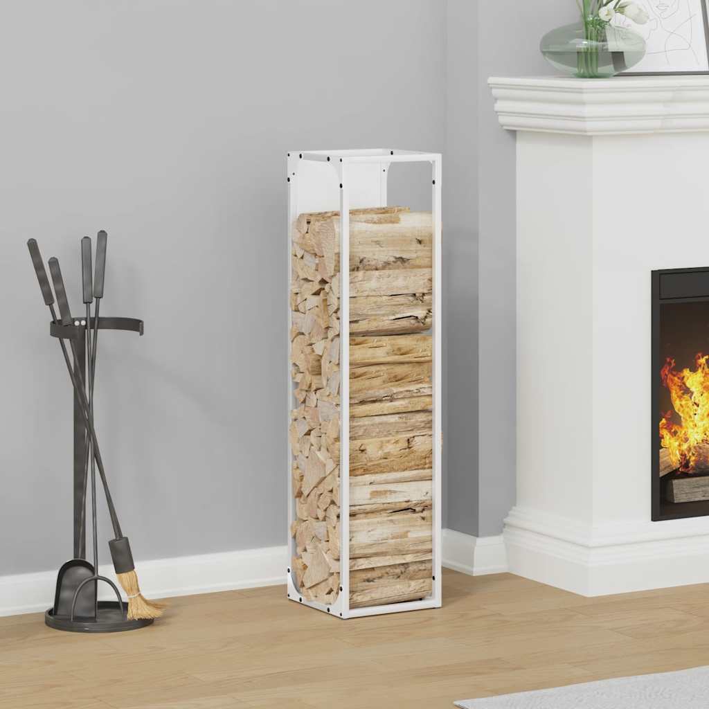 Firewood Rack Cold-rolled steel White 25 x 25 x 100 cm