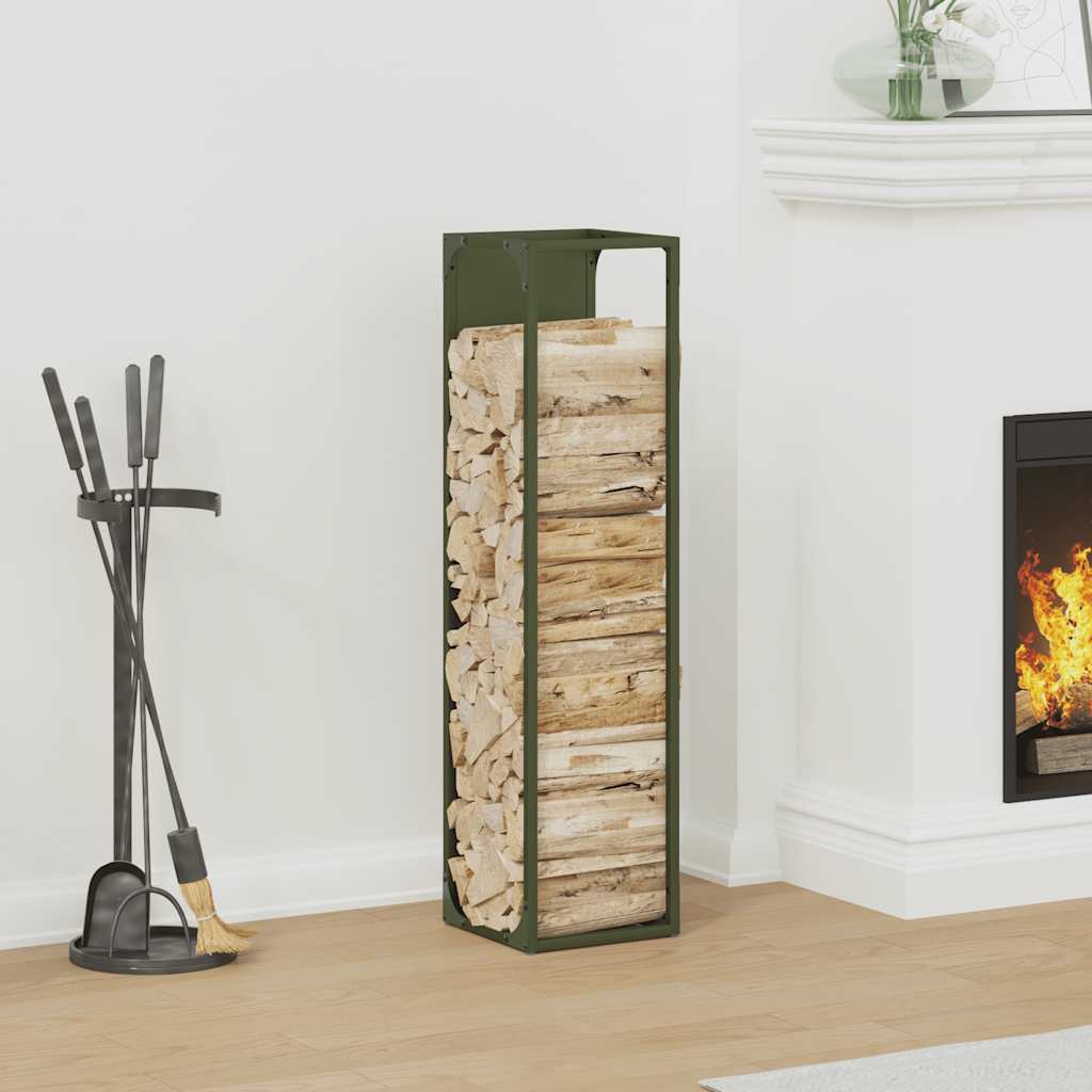 Firewood Rack Cold-rolled steel Olive green 25 x 25 x 100 cm