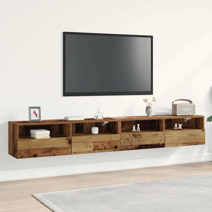 TV Wall Cabinets 100x30x30 cm Engineered Wood 2 pcs Old wood