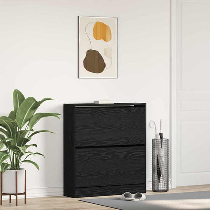 Shoe Cabinet 80x21x87.5 cm Engineered Wood Black oak