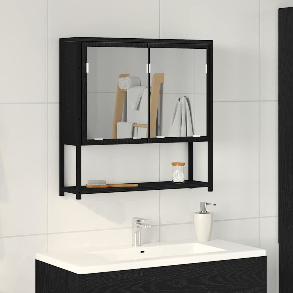 Mirror Cabinet 60 x 16 x 60 cm Engineered Wood Black oak