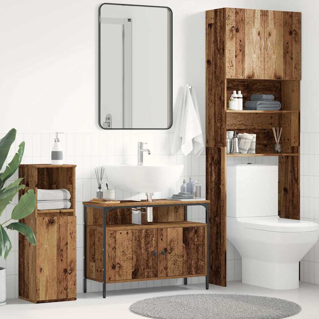 Bathroom Sink Cabinet 60x30x60 cm Engineered Wood Old wood 80 cm