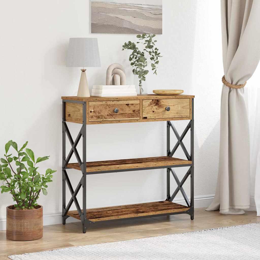 Console Table 75x28x75 cm Engineered Wood Old wood 75 cm