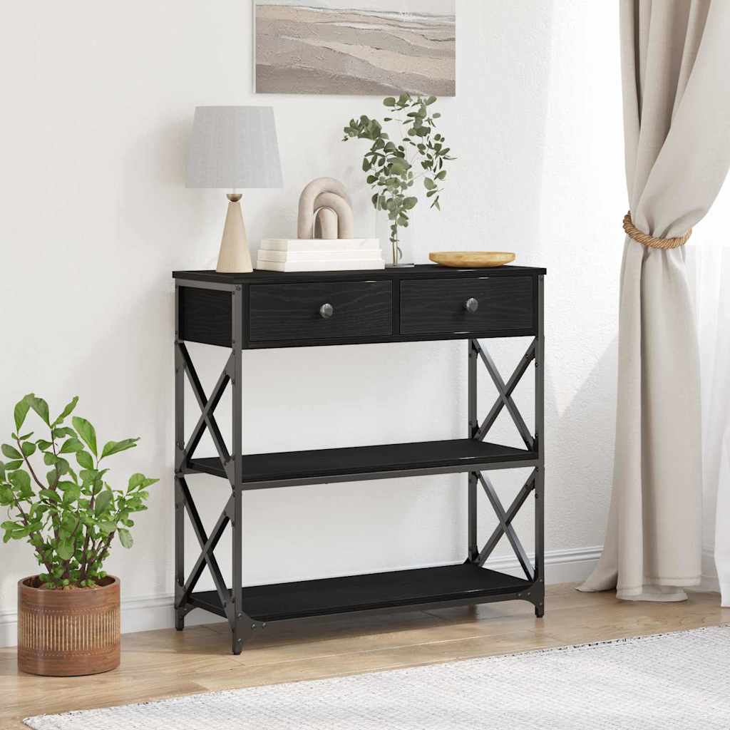 Console Table 75x28x75 cm Engineered Wood Black oak 75 cm