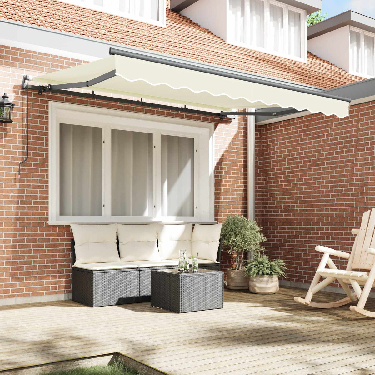 vidaXL Retractable Awning Cream 250 x 200 cm Fabric 3