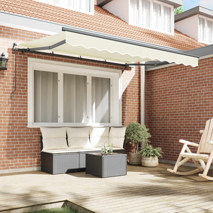 Awning 2.5 x 2 m Light Grey 100% Polyester Manual Width 2.5 m Cream (anthracite frame)