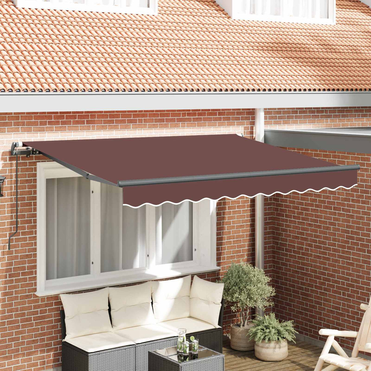 vidaXL Retractable Awning Brown 250 x 200 cm Fabric 1