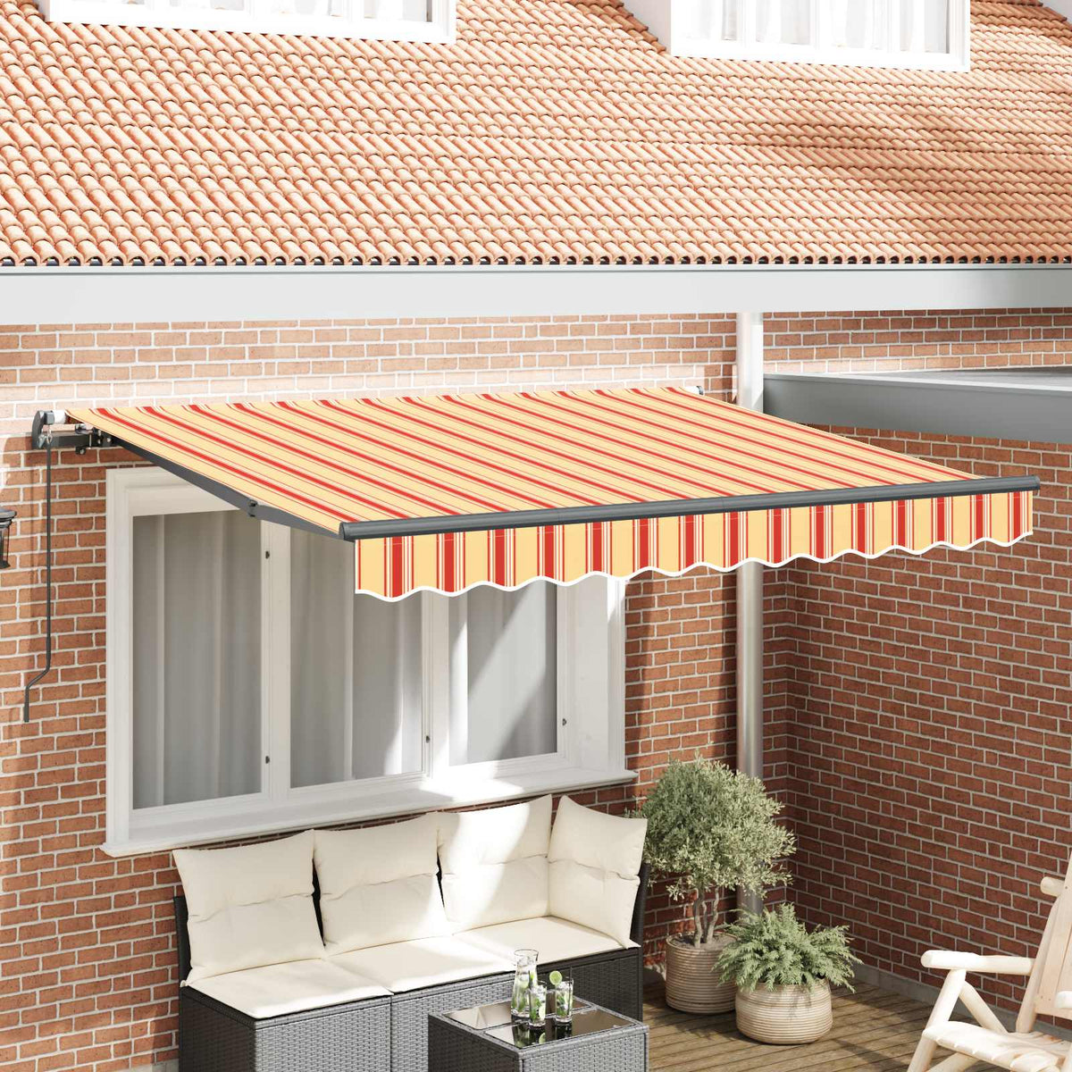 vidaXL Retractable Awning Yellow and Orange 250 x 200 cm Fabric 1
