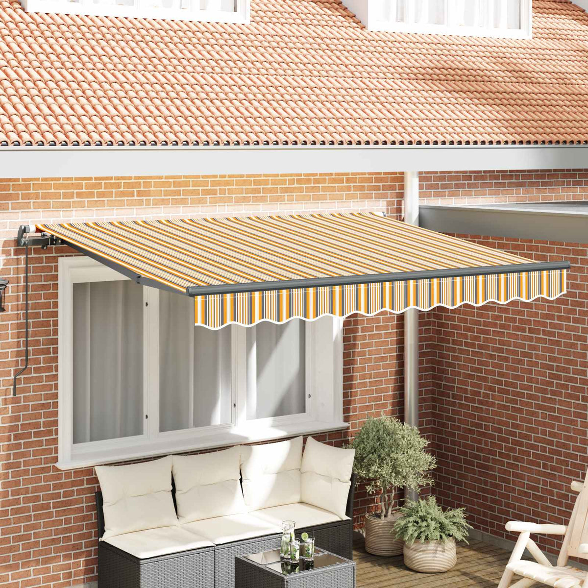 vidaXL Retractable Awning Yellow and Grey 250 x 200 cm Fabric 1