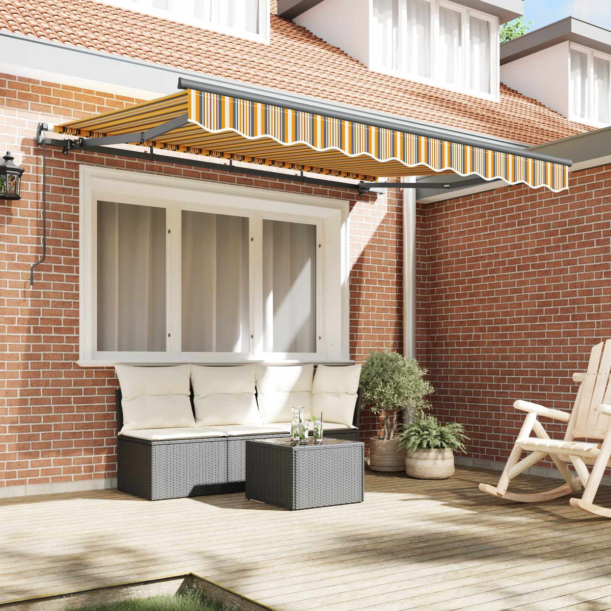 vidaXL Retractable Awning Yellow and Grey 250 x 200 cm Fabric 3