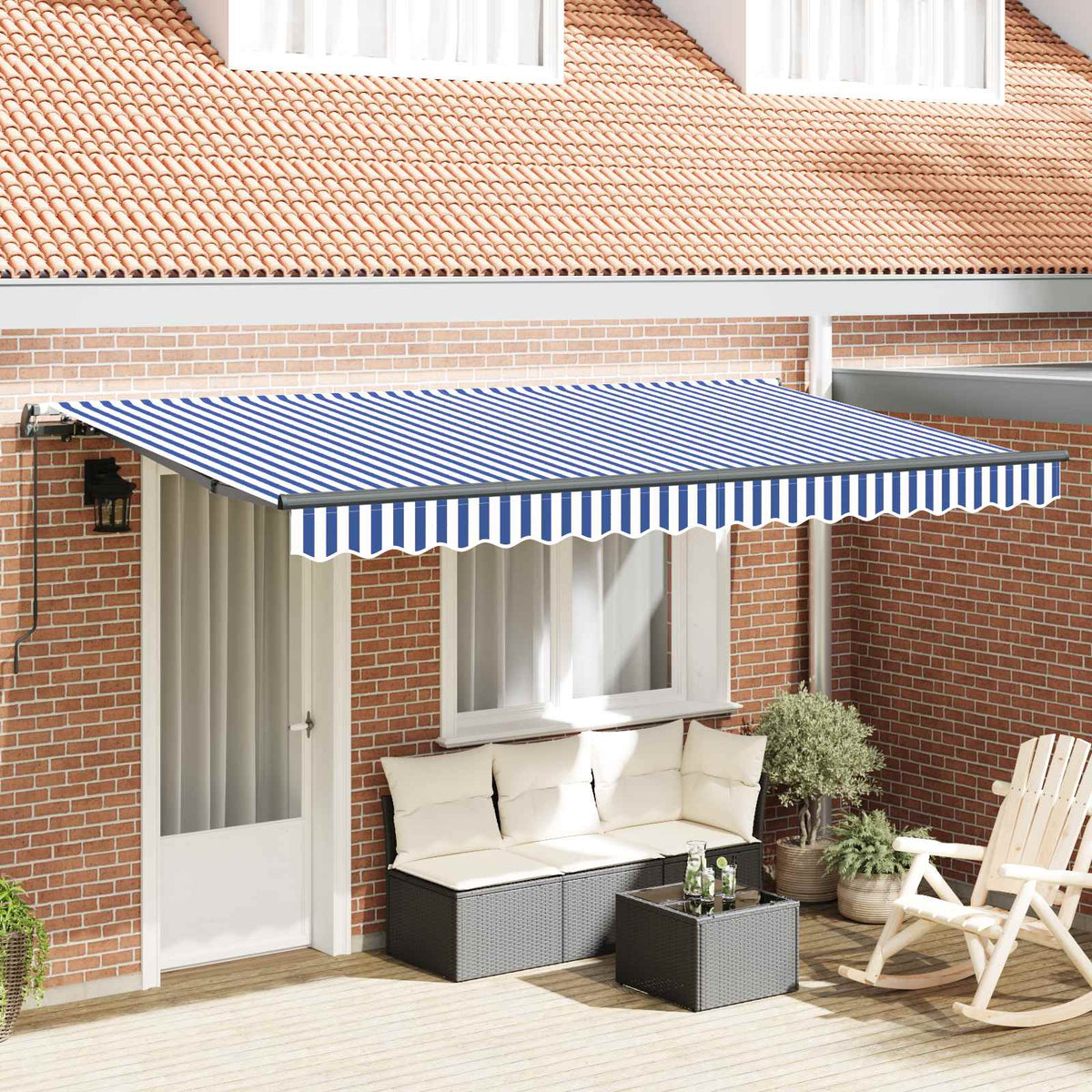 vidaXL Retractable Awning Blue 350 x 200 cm Fabric 1