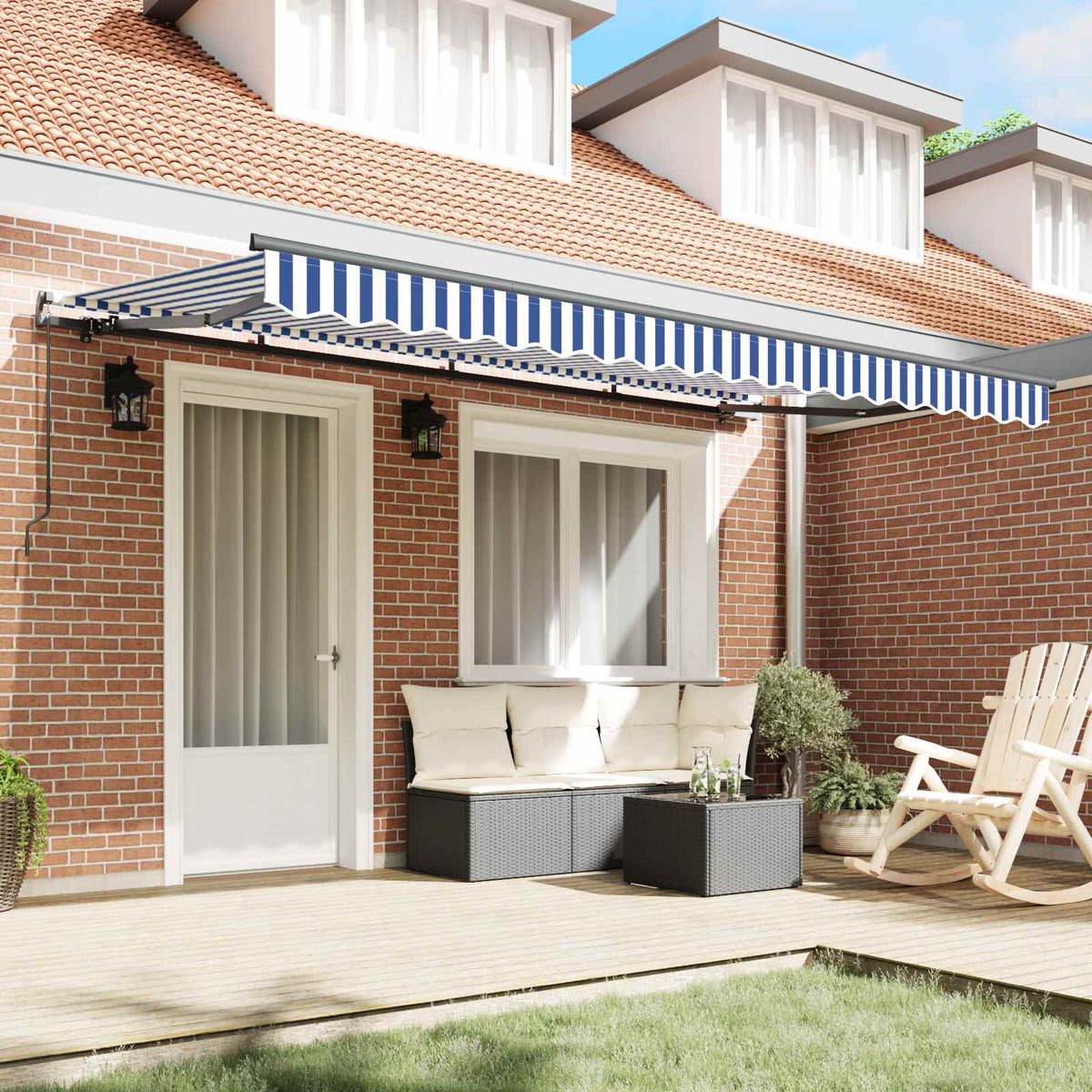 vidaXL Retractable Awning Blue 350 x 200 cm Fabric 3
