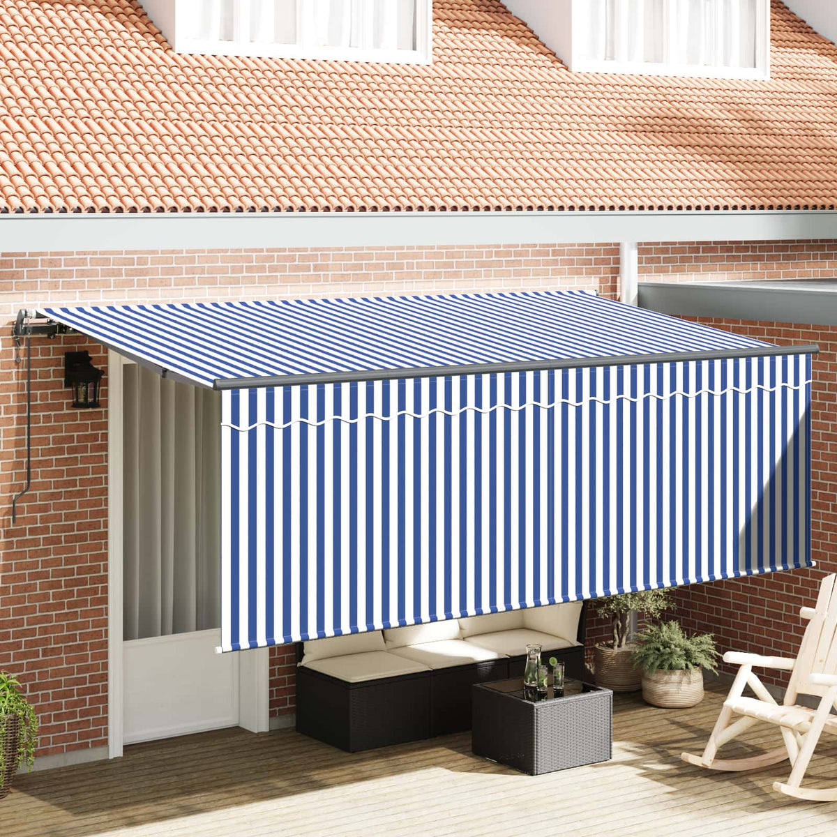 vidaXL Retractable Awning Blue and White 350 x 200 cm 1