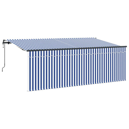 vidaXL Retractable Awning Blue and White 350 x 200 cm 4