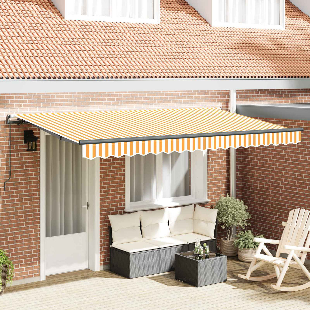 vidaXL Retractable Awning Yellow 350 x 200 cm Fabric 1