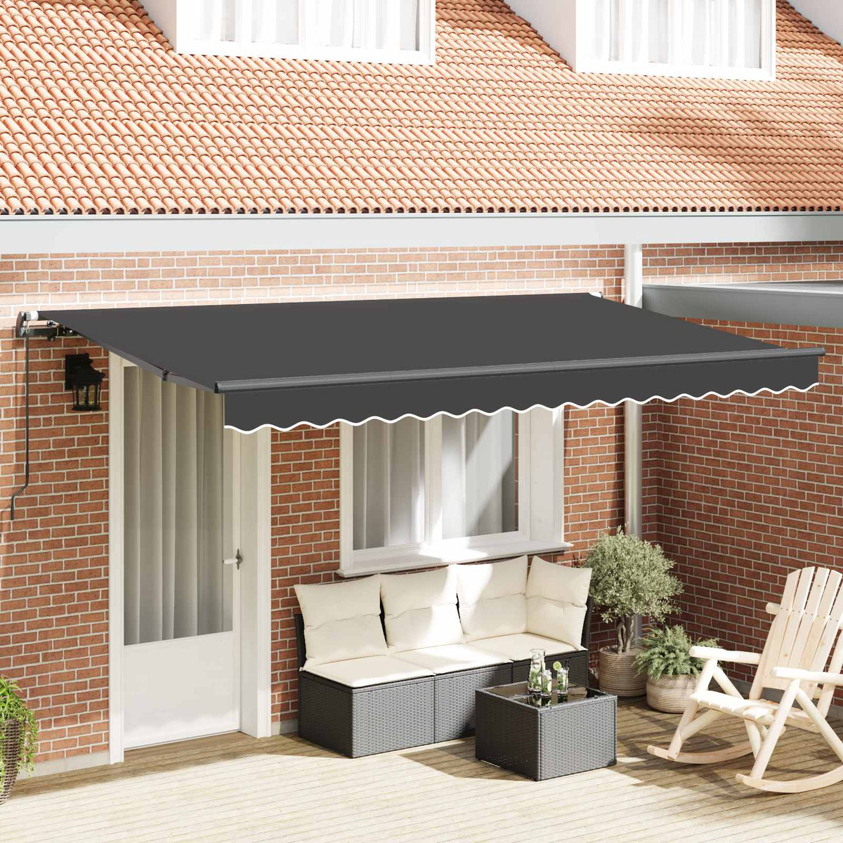 vidaXL Retractable Awning Anthracite 350 x 200 cm Fabric 1
