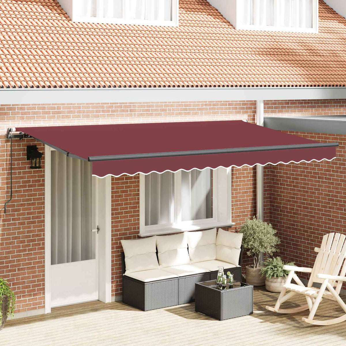 vidaXL Retractable Awning Burgundy 350 x 200 cm Fabric 1