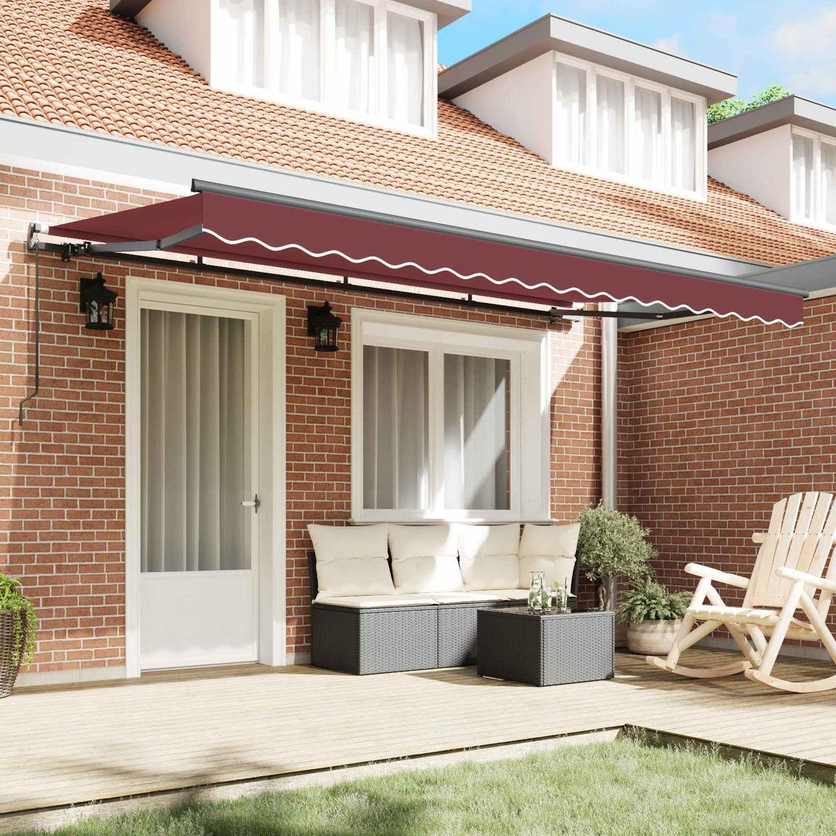 vidaXL Retractable Awning Burgundy 350 x 200 cm Fabric 3