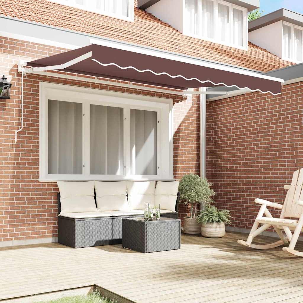 vidaXL Awning Frame Brown 350 x 200 cm Polyester with PU coating 3