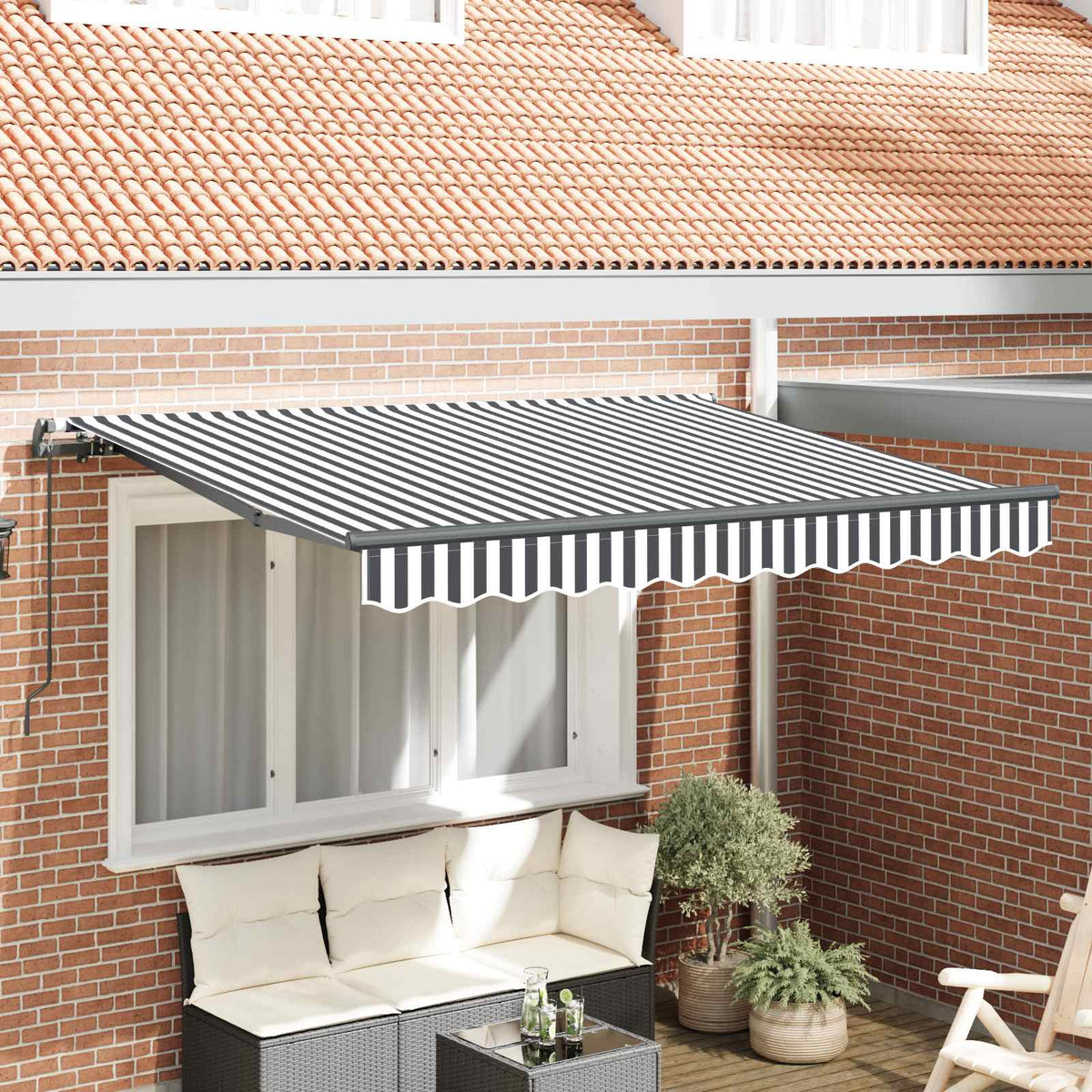 vidaXL Retractable Awning Anthracite 350 x 200 cm Fabric 1