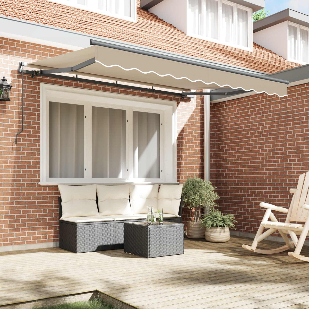 vidaXL Retractable Awning Beige 350 x 200 cm Fabric 3