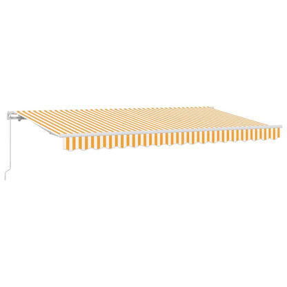 Awning 4 x 2 m Sand 100% Polyester Manual Width 4 m Yellow and white (white frame)