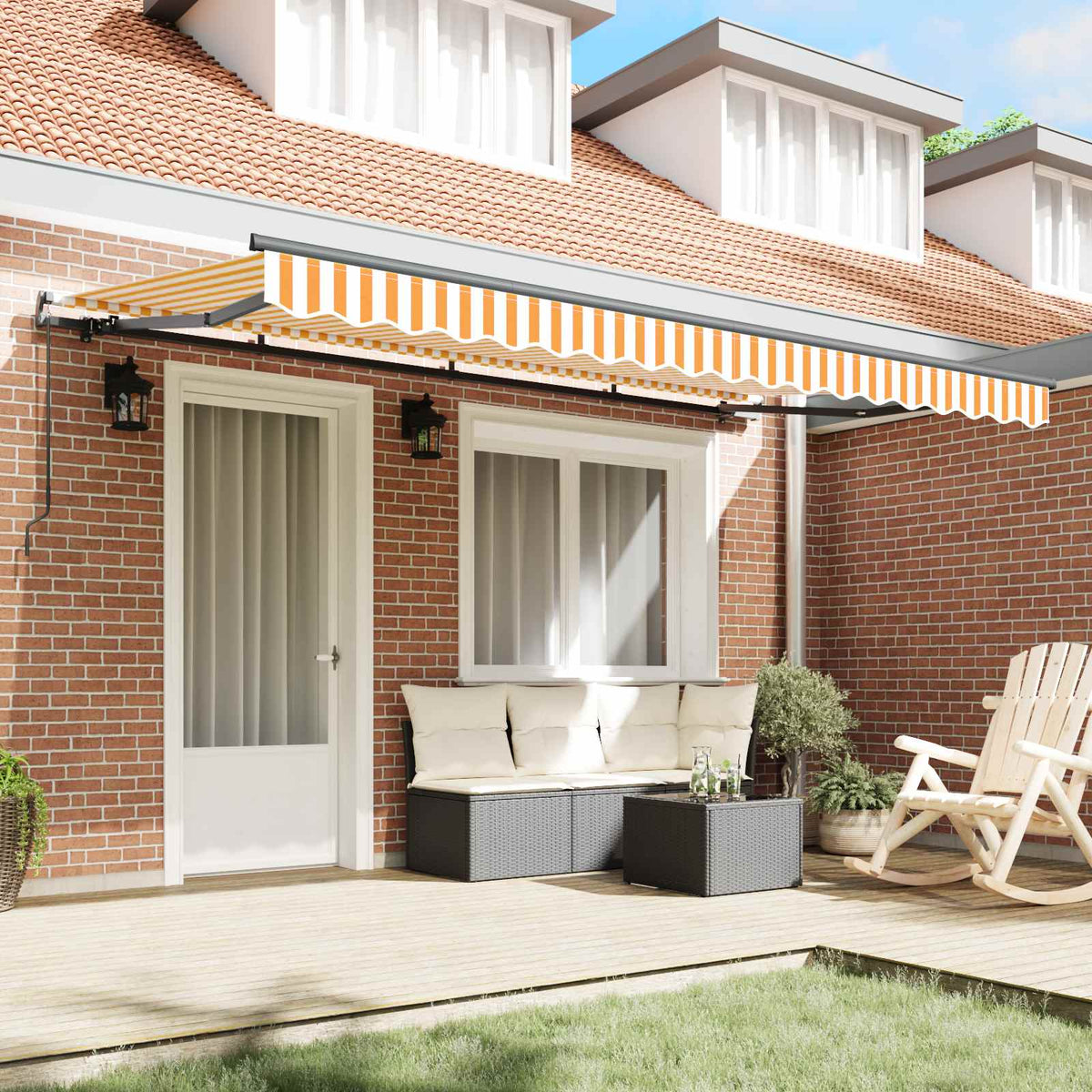 vidaXL Retractable Awning Yellow 400 x 200 cm Fabric 3