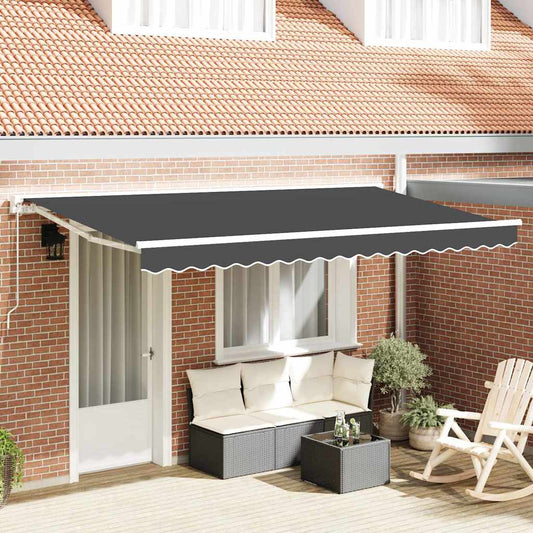 Manual Awning 4 x 2 m Sand 100% Polyester Drop 2 m Width 4 m Anthracite (white frame)